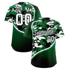 Kelly Green White Black Camo Gradient Baseball Jersey