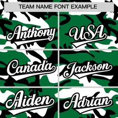 Kelly Green White Black Camo Gradient Baseball Jersey 5