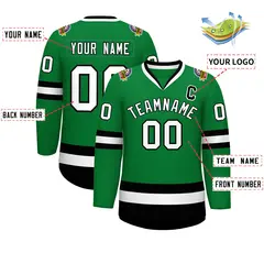 Kelly Green White-Black Classic Hockey Jersey 2