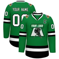 Kelly Green White-Black Classic Hockey Jersey 1