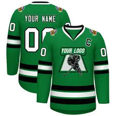 Kelly Green White-Black Classic Hockey Jersey 1