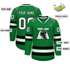 Kelly Green White-Black Classic Hockey Jersey 2