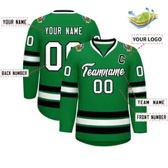 Kelly Green White-Black Classic Hockey Jersey 2