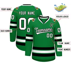 Kelly Green White-Black Classic Hockey Jersey 2