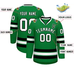 Kelly Green White-Black Classic Hockey Jersey 2