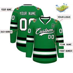 Kelly Green White-Black Classic Hockey Jersey 2