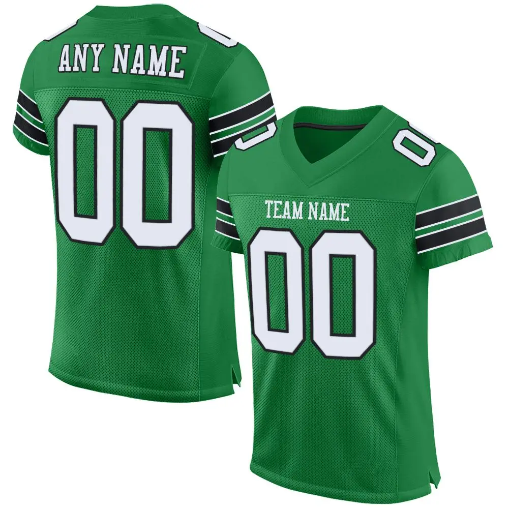 Kelly Green White-Black Classic Style Mesh Football Jersey