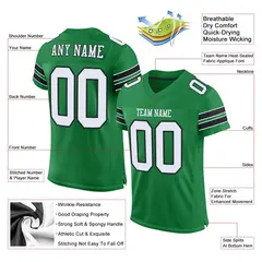 Kelly Green White-Black Classic Style Mesh Football Jersey 2