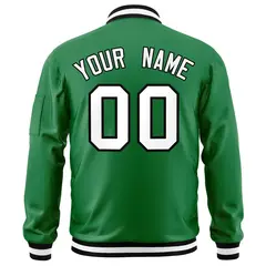Kelly Green White Black Full-Zip Varsity Letterman Bomber Jacket 4