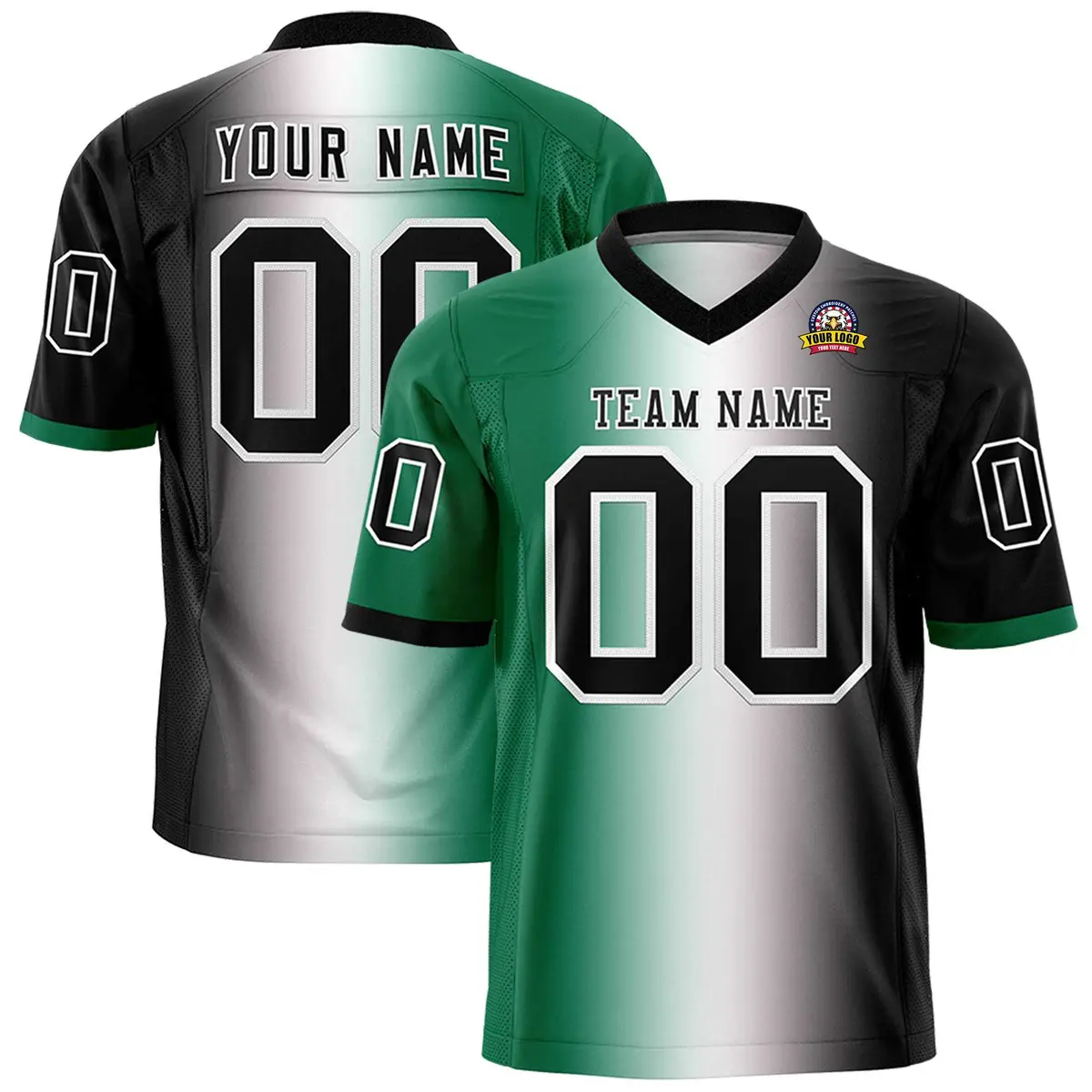 Kelly Green White-Black Gradient Football Jersey