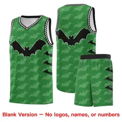 Kelly Green White Black Halloween Bat Pattern Basketball Jersey 7