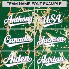Kelly Green White Black & Shiny Gold Cracked Foil Baseball Jersey 4