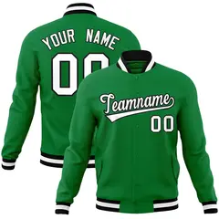 Kelly Green White-Black Varsity Full-Snap Letterman Jacket