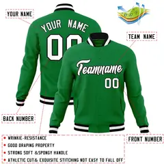 Kelly Green White-Black Varsity Full-Snap Letterman Jacket 4