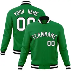 Kelly Green White-Black Varsity Full-Snap Letterman Jacket 1