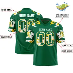 Kelly Green White Camo Authentic Football Jersey 2