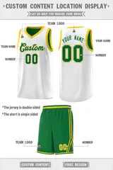 Kelly Green White Chest Slash Pattern Double Side Basketball Jersey 2