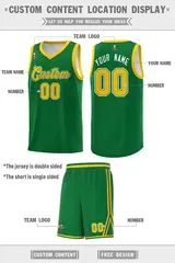 Kelly Green White Chest Slash Pattern Double Side Basketball Jersey 4