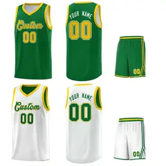 Kelly Green White Chest Slash Pattern Double Side Basketball Jersey 5