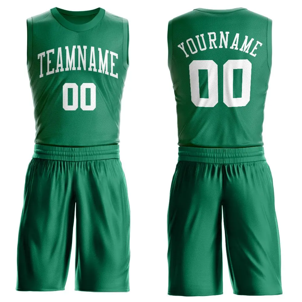 Kelly Green White Classic Basketball Jersey Set