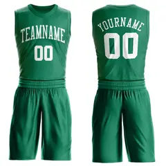 Kelly Green White Classic Basketball Jersey Set 1
