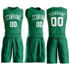 Kelly Green White Classic Basketball Jersey Set 2