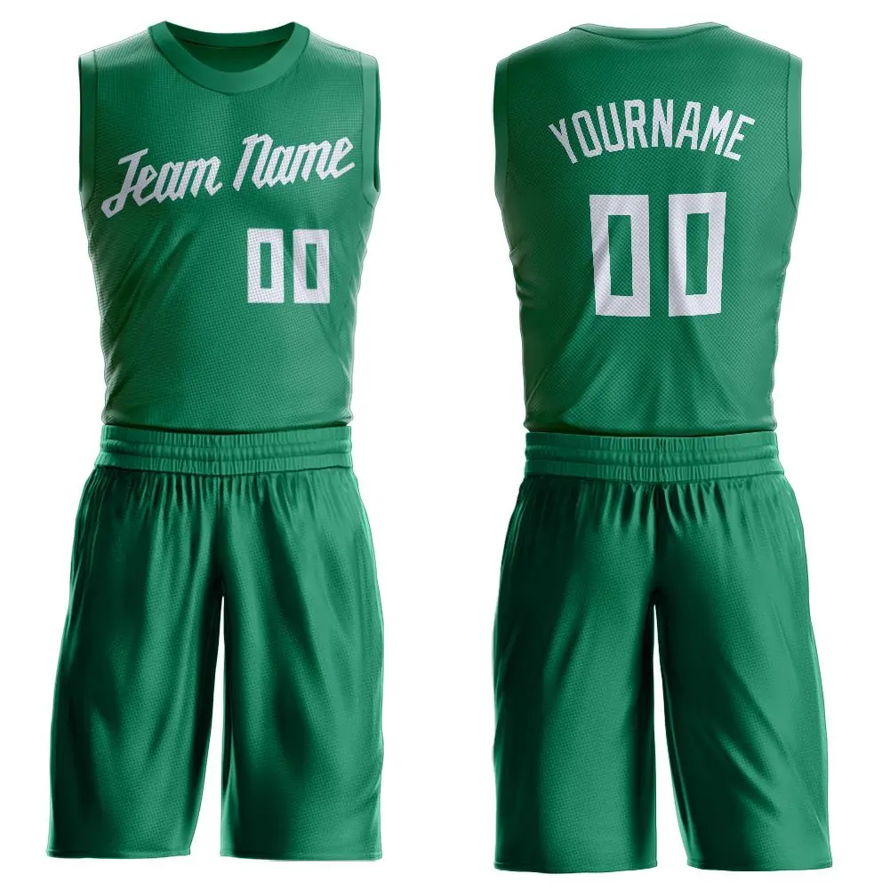 Kelly Green White Classic Basketball Jersey Set