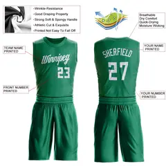 Kelly Green White Classic Basketball Jersey Set 3