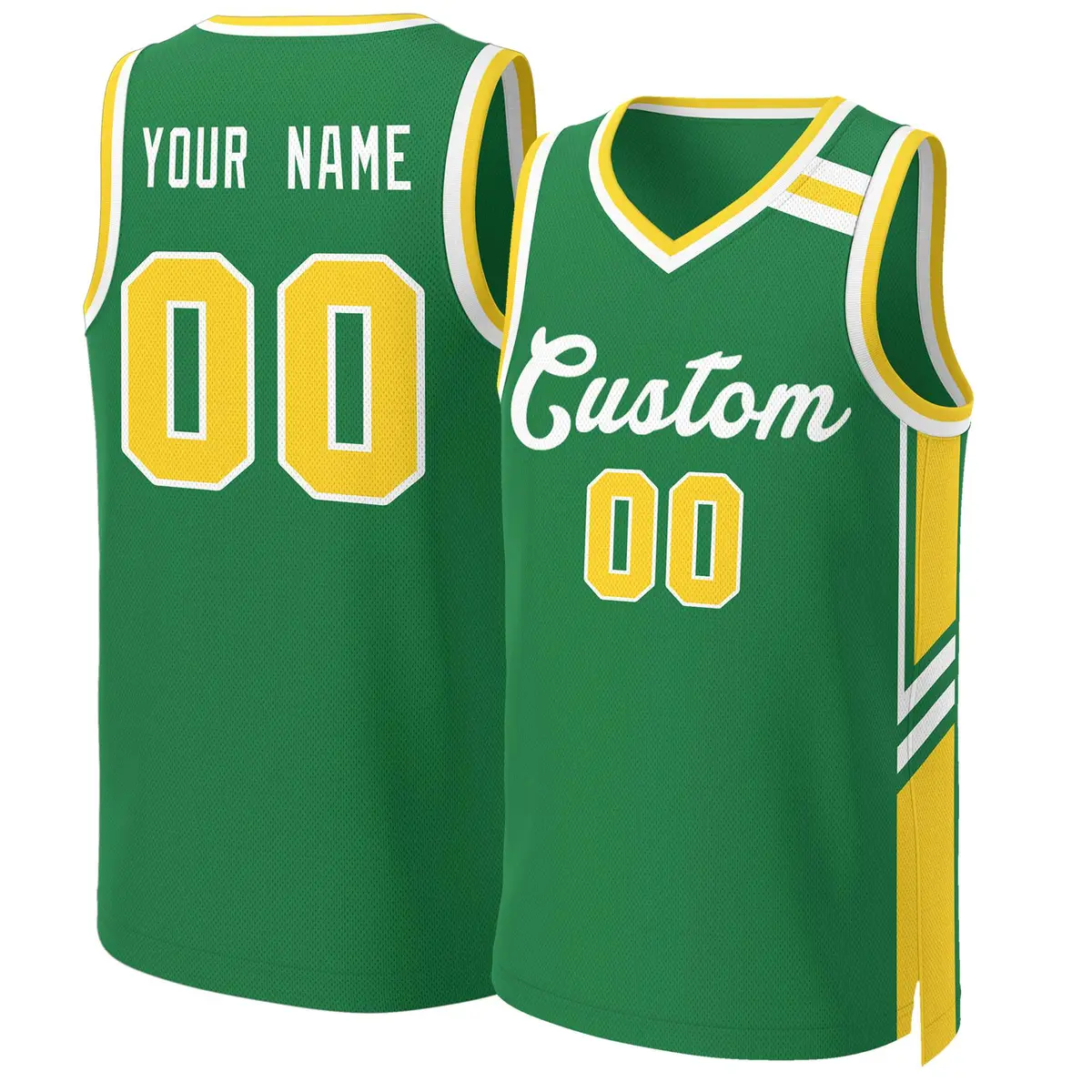 Kelly Green White Classic Mesh Basketball Jersey