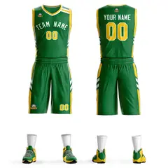 Kelly Green White Classic Mesh Basketball Jersey Sets