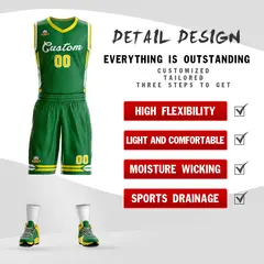 Kelly Green White Classic Mesh Basketball Jersey Sets 2