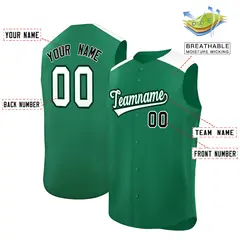 Kelly Green White Classic Sleeveless Baseball Jersey 2