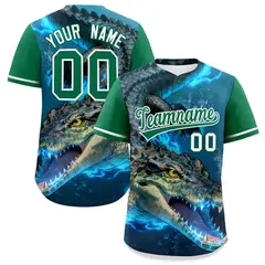 Kelly Green White Crocodile Graffiti Baseball Jersey 1