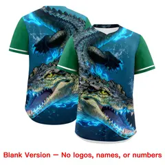 Kelly Green White Crocodile Graffiti Baseball Jersey 7
