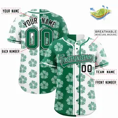 Kelly Green White Flower Graffiti Split Baseball Jersey 2