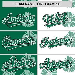 Kelly Green White Flower Graffiti Split Baseball Jersey 3