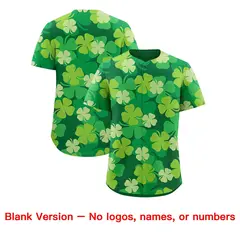 Kelly Green White Four Leaf Clover St. Patrick's Day Baseball Jersey 7