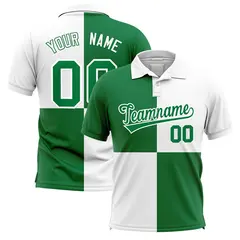 Kelly Green White Four Squares Performance Polo Shirt 1