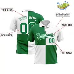 Kelly Green White Four Squares Performance Polo Shirt 2