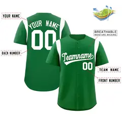Kelly Green White Full Button Classic Baseball Jersey 2