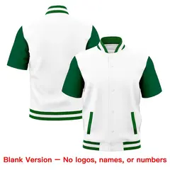 Kelly Green White Full-Snap Short Sleeve Varsity Jacket 7