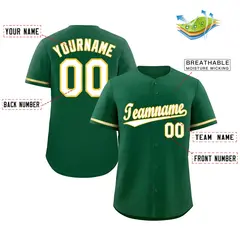 Kelly Green White-Gold Classic Authentic Baseball Jersey 2