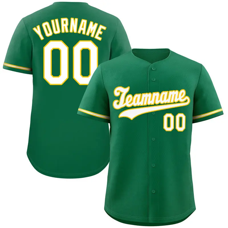 Kelly Green White-Gold Classic Authentic Baseball Jersey