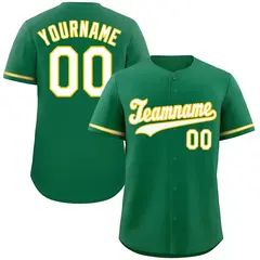 Kelly Green White-Gold Classic Authentic Baseball Jersey 1