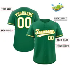 Kelly Green White-Gold Classic Authentic Baseball Jersey 2