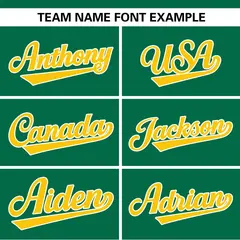 Kelly Green White-Gold Color Block Two-Button Softball Jersey 3