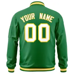 Kelly Green White-Gold Full-Zip Varsity Letterman Bomber Jacket 4