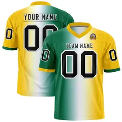 Kelly Green White-Gold Gradient Football Jersey 1