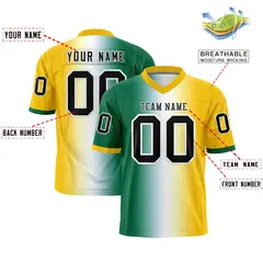 Kelly Green White-Gold Gradient Football Jersey 2