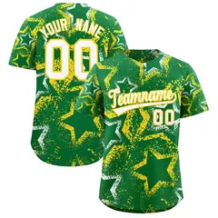 Kelly Green White Gold Graffiti Star Ink Baseball Jersey 1